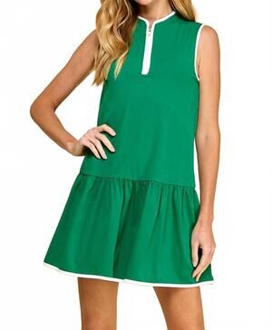 NEW TCEC athletic front quarter zip dress in green